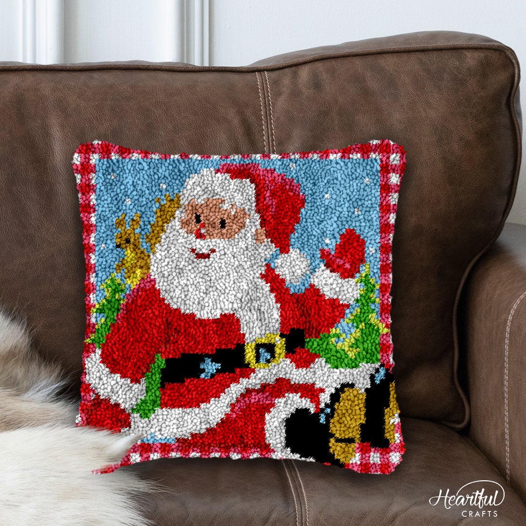 Santa's Sleigh DIY Latch Hook Pillowcase Making Kit For Adults