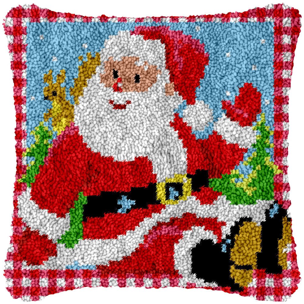 Santa on Break - Latch Hook Pillowcase Kit - DIY Latch Hook