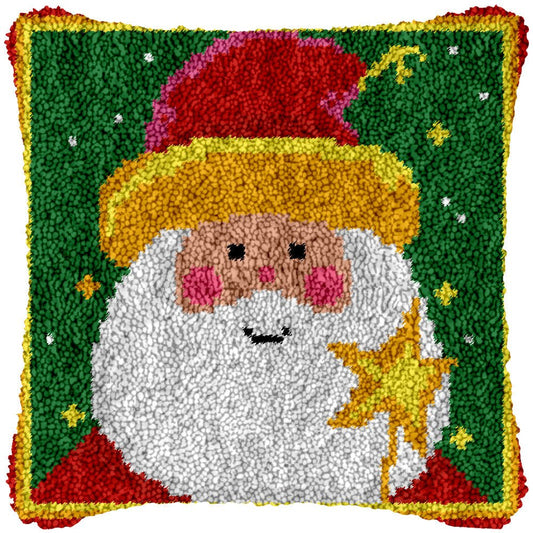 Santa with Wand - Latch Hook Pillowcase Kit - DIY Latch Hook