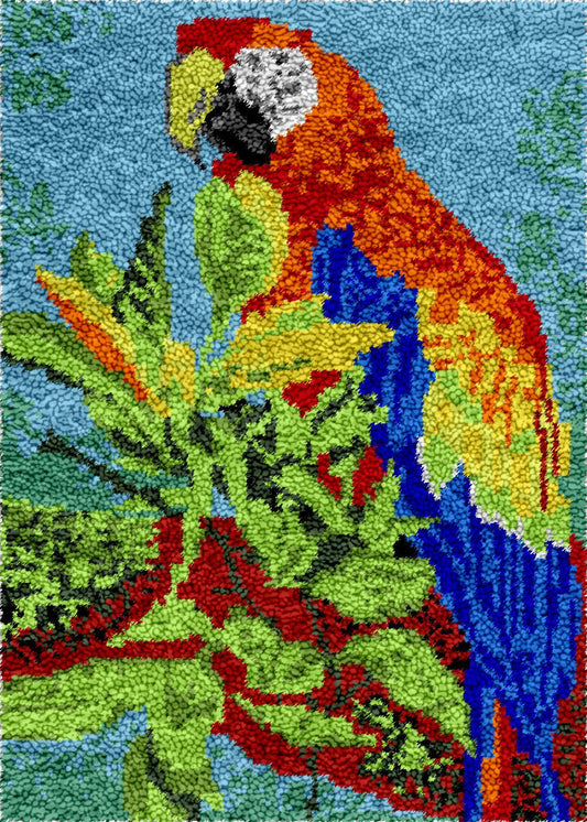 Scarlet Macaw - Latch Hook Rug Kit - Latch Hook Crafts