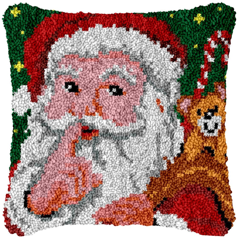 Shh! It's Santa - Latch Hook Pillowcase Kit - Latch Hook Crafts