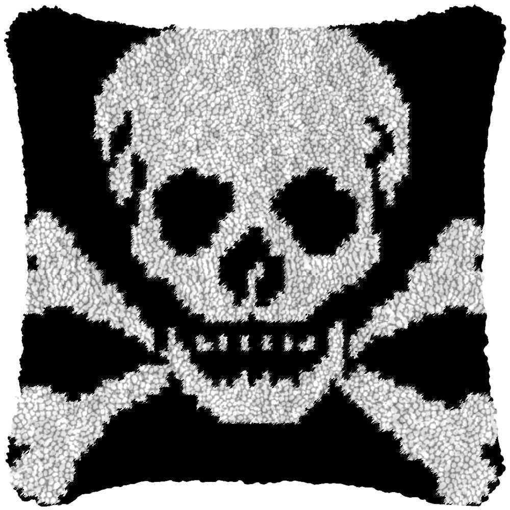 Skull Crossbones - Latch Hook Pillowcase Kit - Latch Hook Crafts