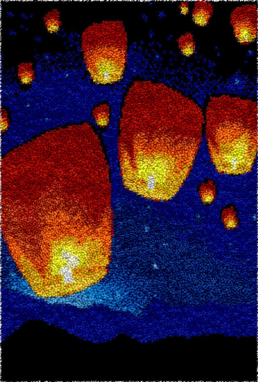 Sky Lanterns - Latch Hook Rug Kit - Heartful Crafts | DIY Latch Hook