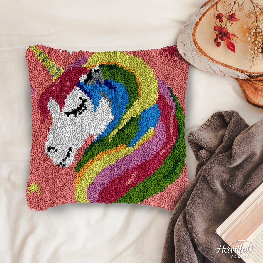 Sleeping Unicorn - Latch Hook Pillowcase Kit - Latch Hook Crafts