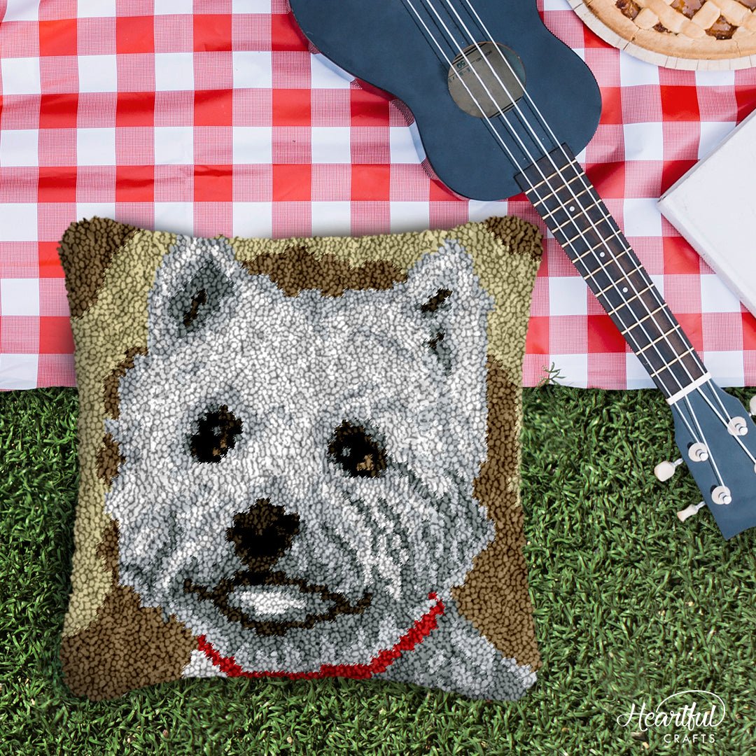 Smiling Highland Terrier - Latch Hook Pillowcase Kit - Latch Hook Crafts
