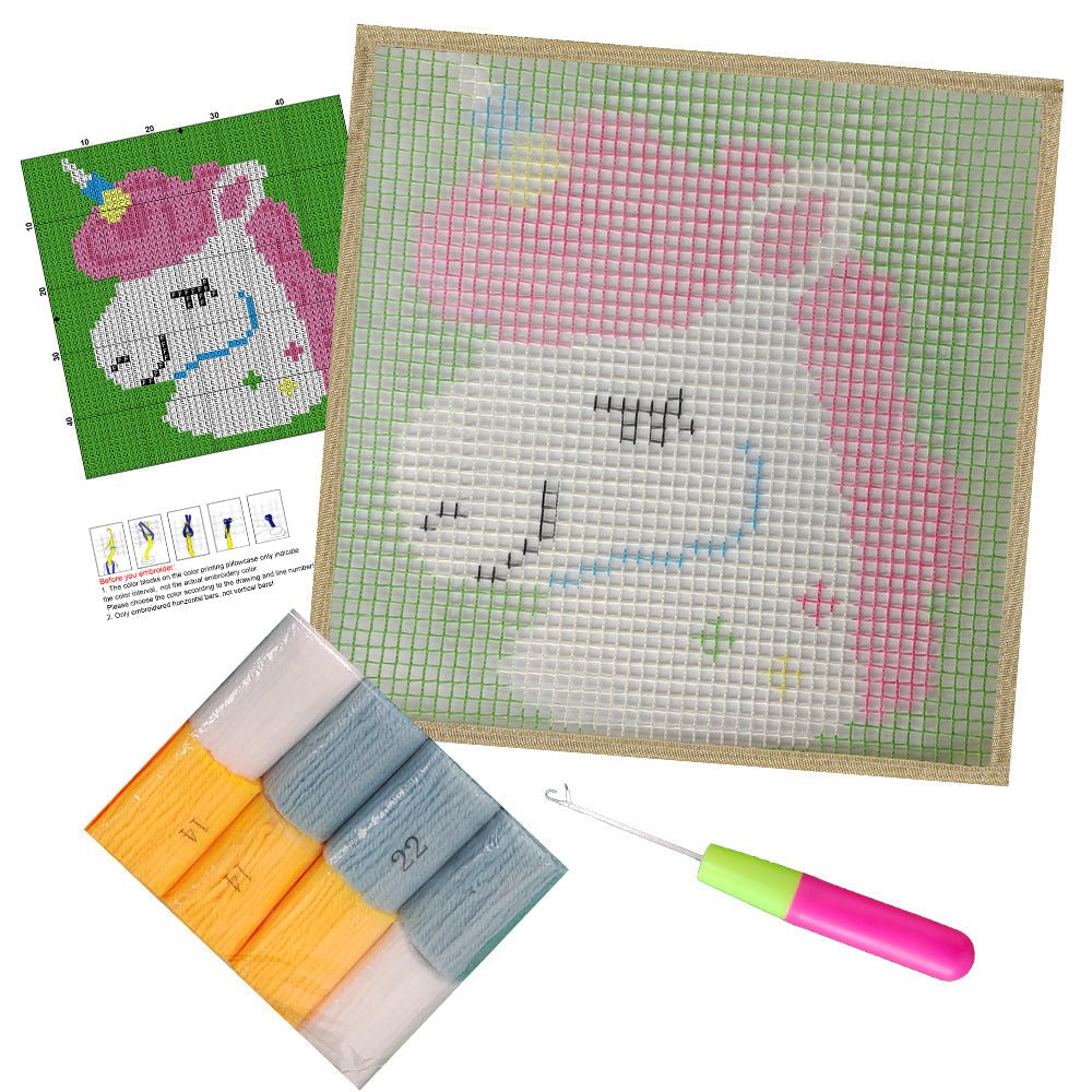 Smiling Unicorn - Latch Hook Kit for Kids - diy-latch-hook