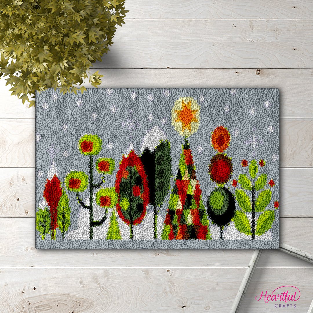 Snow Laced Trees - Latch Hook Rug Kit - Heartful Crafts | DIY Latch Hook