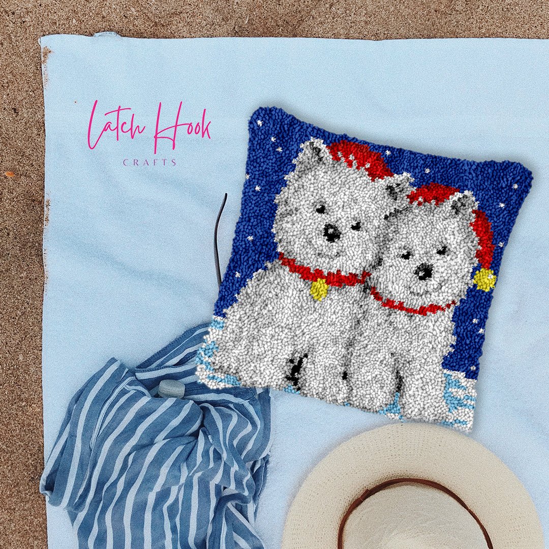 Snow Pups - Latch Hook Pillowcase Kit - Latch Hook Crafts
