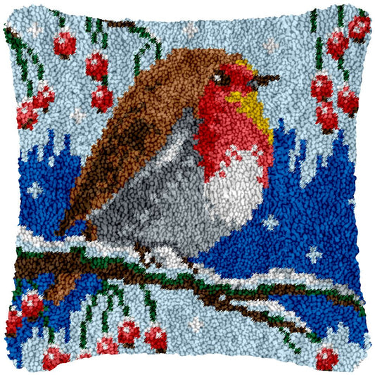 Snow Robin - Latch Hook Pillowcase Kit - Latch Hook Crafts