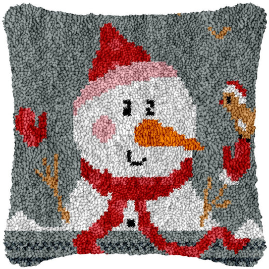 Snowman with Candy - Latch Hook Pillowcase Kit - Latch Hook Crafts