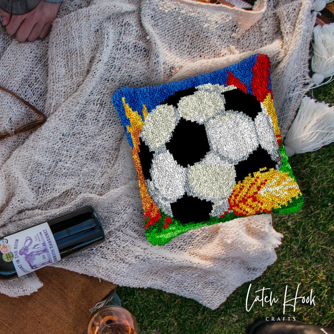 Soccer in Fall - Latch Hook Pillowcase Kit - Latch Hook Crafts