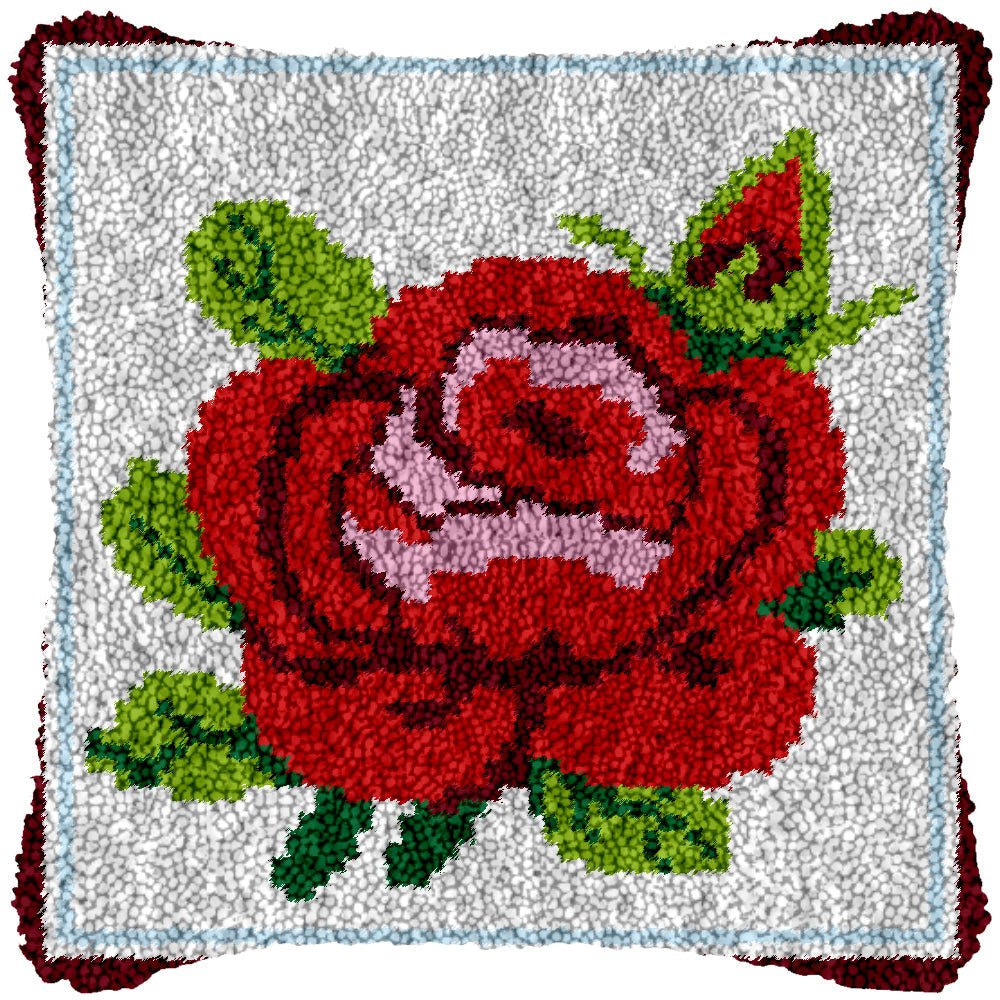 Solitary Rose - Latch Hook Pillowcase Kit - diy-latch-hook