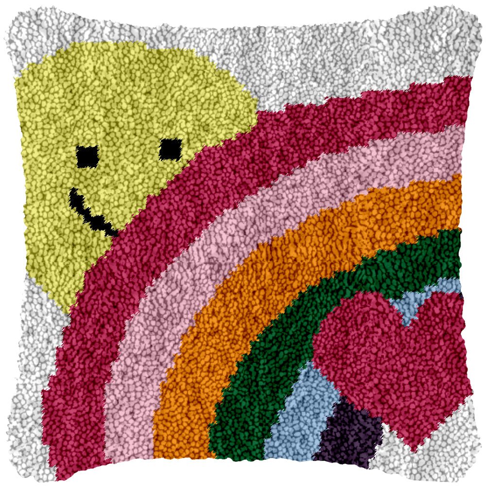 Sun Rainbow Love - Latch Hook Pillowcase Kit - DIY Latch Hook