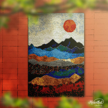 Sunrise Mountain - Latch Hook Rug Kit - Heartful Crafts | DIY Latch Hook