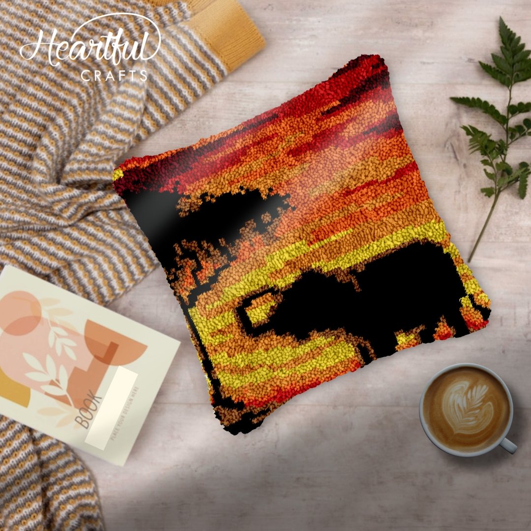 Sunset Elephant - Latch Hook Pillowcase Kit - diy-latch-hook