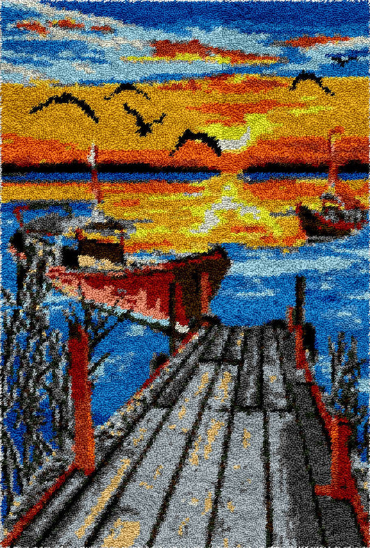 Sunset Pier - Latch Hook Rug Kit - Heartful Crafts | DIY Latch Hook