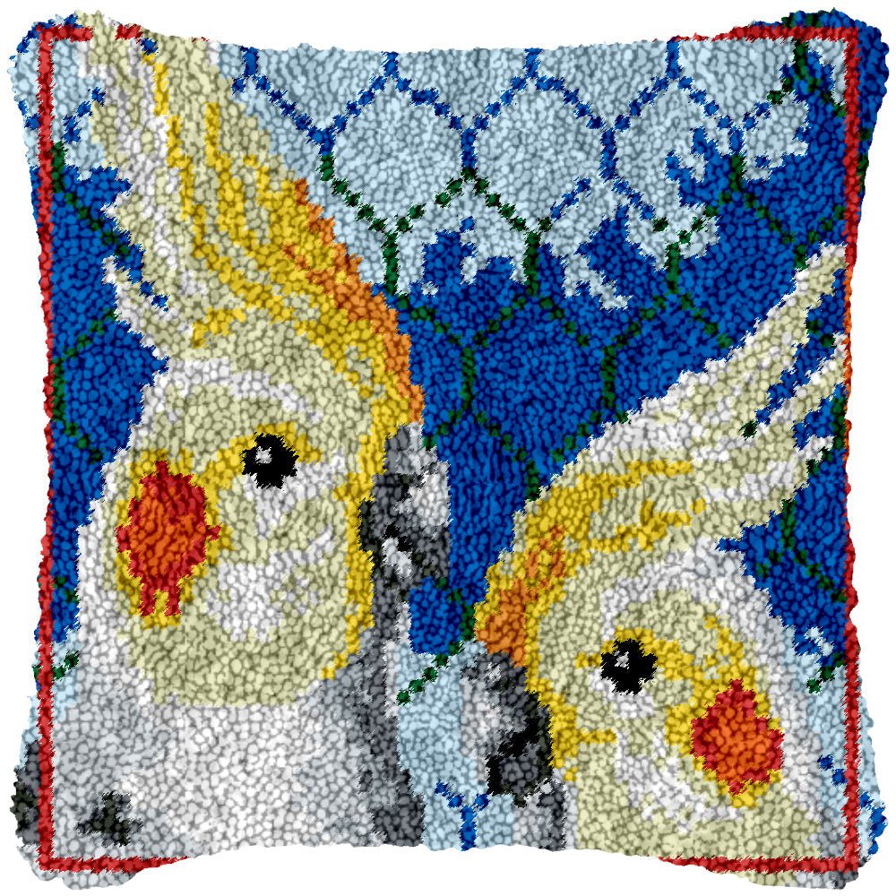 Sweet Cockatiel - Latch Hook Pillowcase Kit - diy-latch-hook