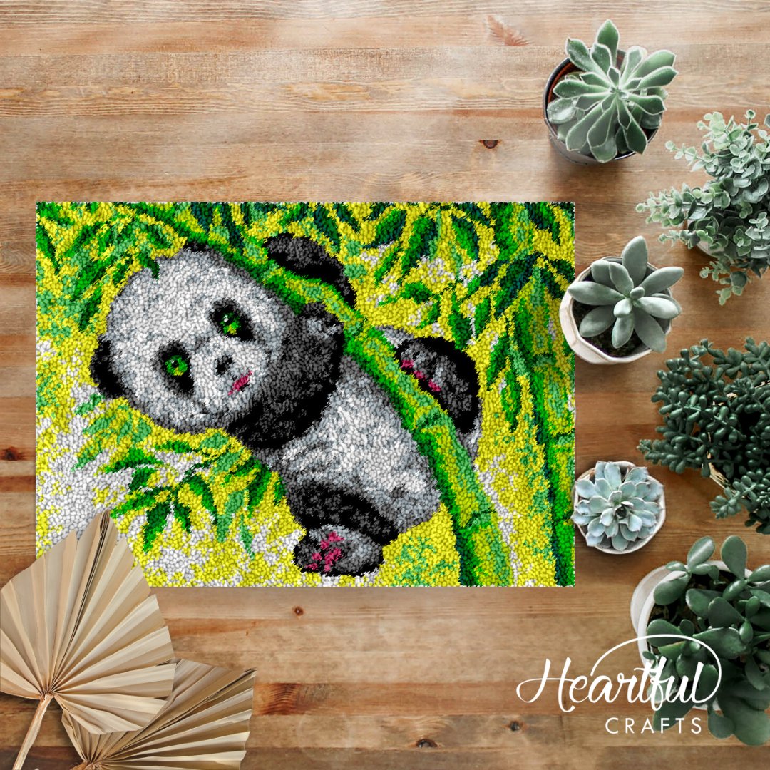 Swinging Panda DIY Latch Hook Rug Making Kit For Adults Latch Hook Crafts