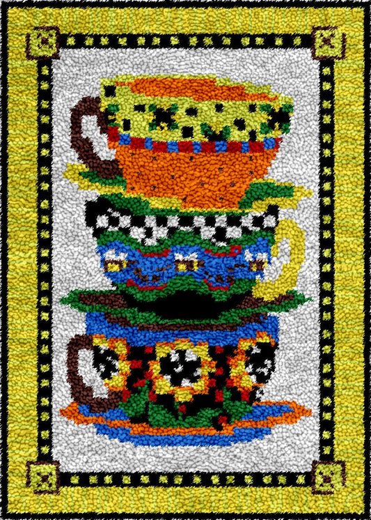 Teacup Stack - Latch Hook Rug Kit - Latch Hook Crafts