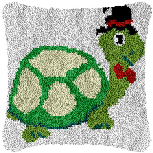 Top Hat Turtle - Latch Hook Pillowcase Kit - Latch Hook Crafts