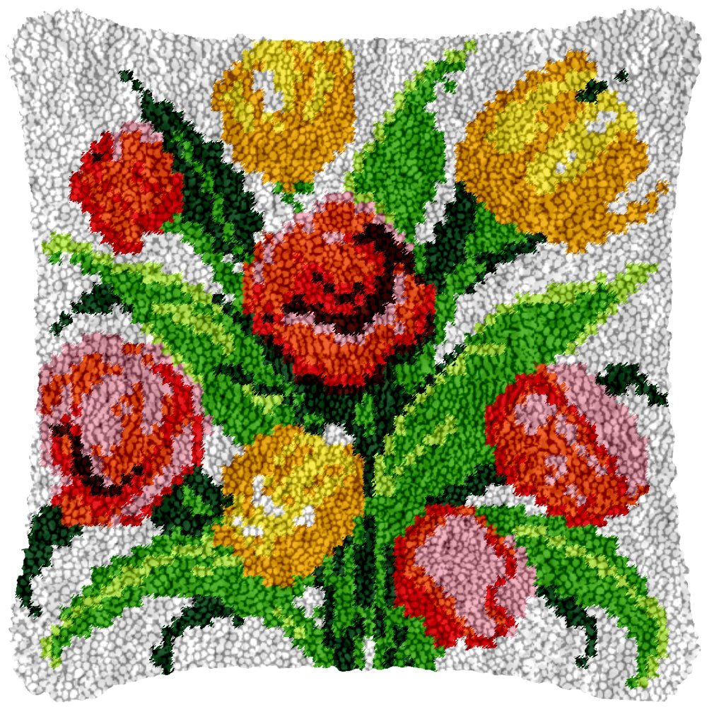 Tulip Bouquet - Latch Hook Pillowcase Kit - Latch Hook Crafts