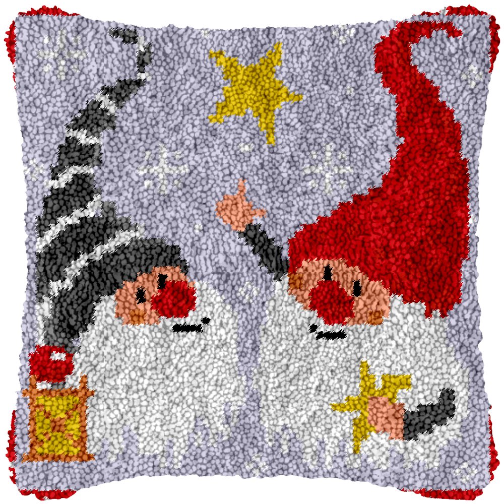 Twin Elves (Star) - Latch Hook Pillowcase Kit - Latch Hook Crafts