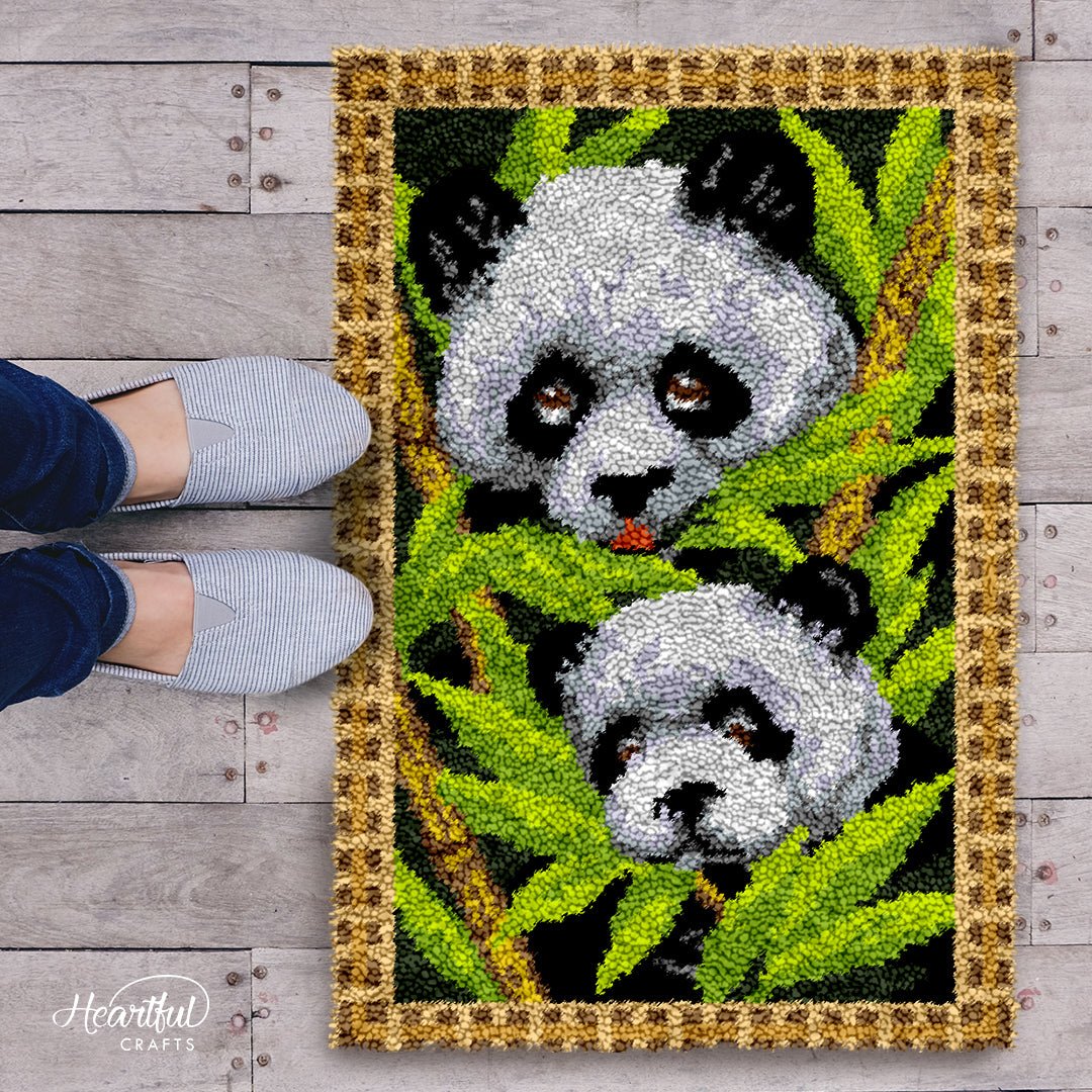 Twin Pandas DIY Latch Hook Rug Making Kit For Adults Latch Hook Crafts