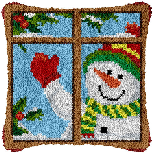 Waving Snowman - Latch Hook Pillowcase Kit - Latch Hook Crafts