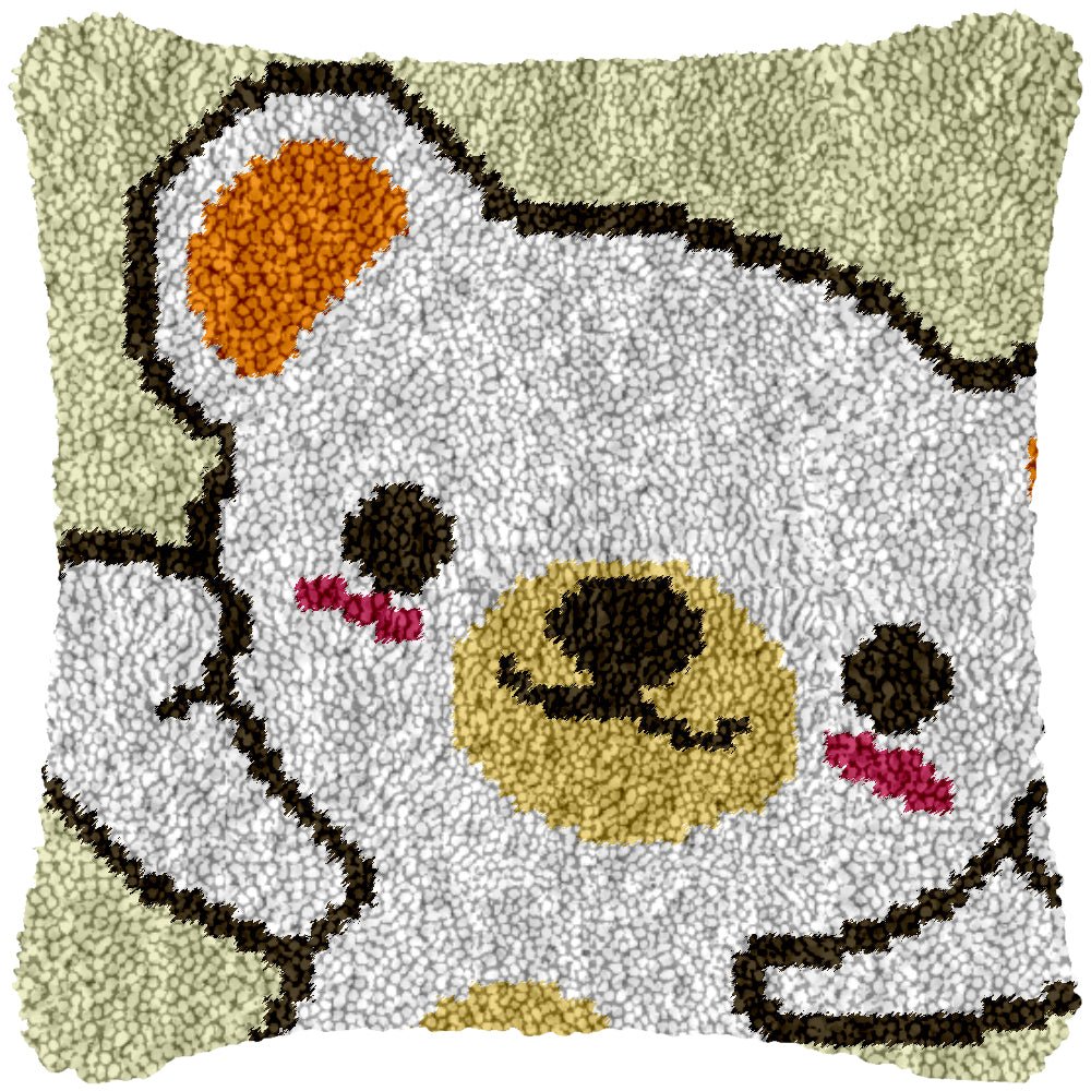 White Baby Bear - Latch Hook Pillowcase Kit - Latch Hook Crafts