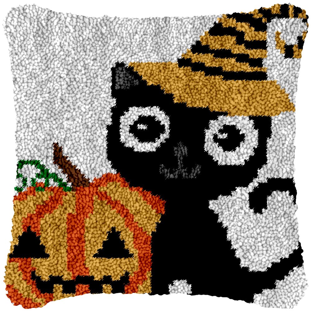 Witch Cat - Latch Hook Pillowcase Kit - Latch Hook Crafts